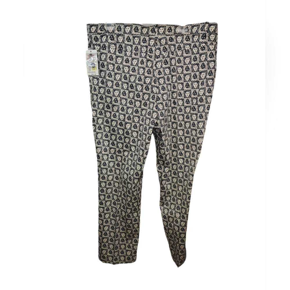 Anne Klein Lion Logo Pants Size 16 NWT Black White Straight Leg - Picture 3 of 12